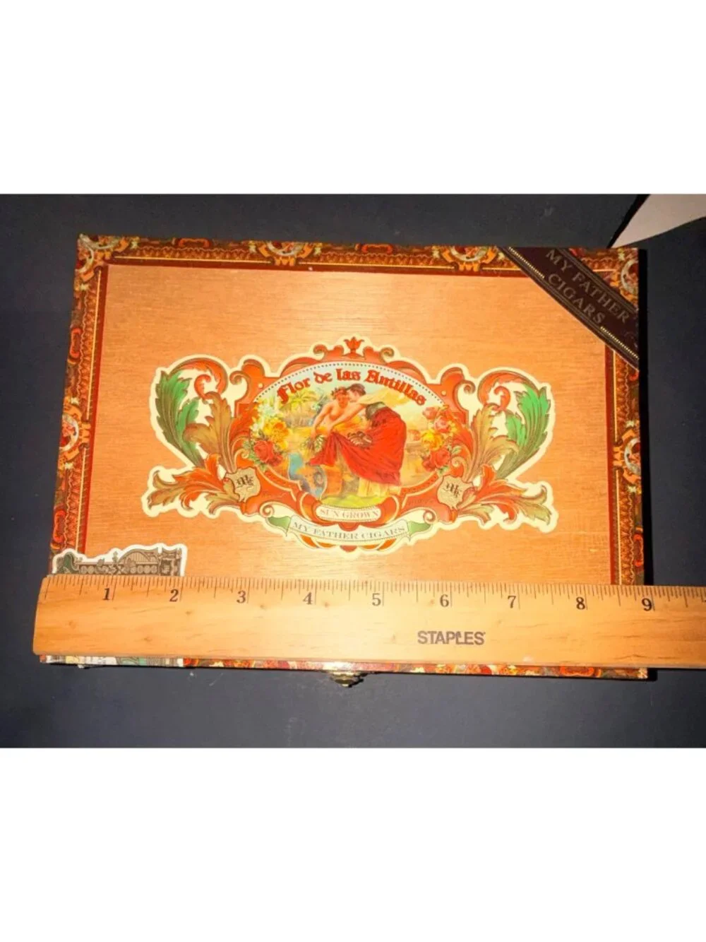 Flor De Las Antillas My Father Cigars Wooden Cigar Box With Hinged Lid